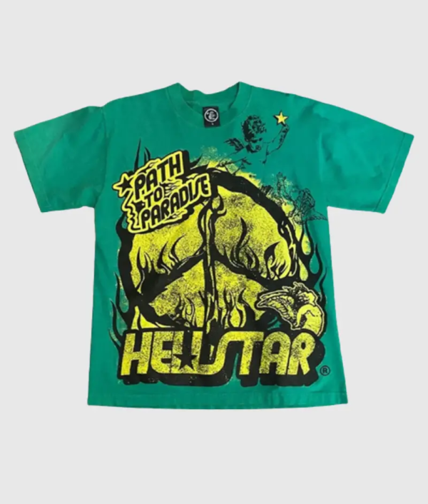 Hellstar Clothing Path To Paradise T-Shirt Green | Buy Hellstar Clothing Path To Paradise T-Shirt Green Online | Hellstar Paradise T-Shirt Green For Sale