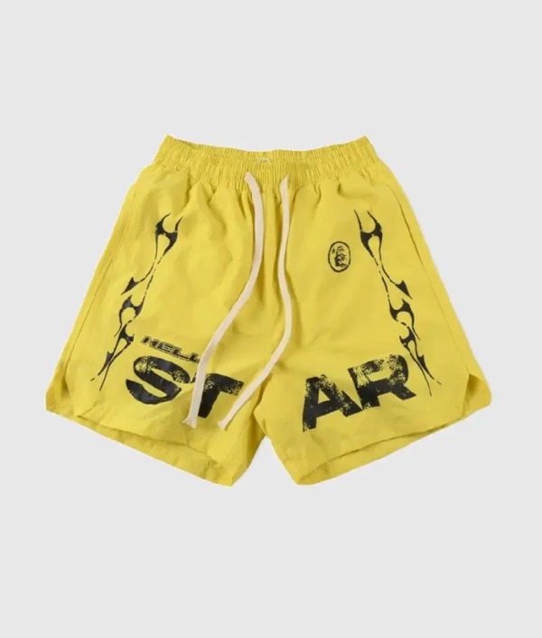 Hellstar Shorts Flames Yellow | Buy Hellstar Shorts Flames Yellow Online | Where To Buy Hellstar Shorts Flames Yellow | Mens Shorts Flames Yellow For Sale