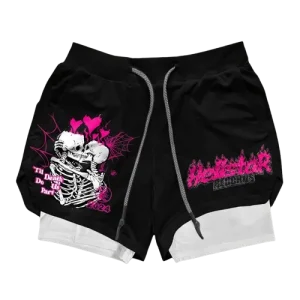 Black Hellstar Print Gym Shorts